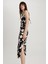 Bodycon Kare Yaka Floral Keten Karışımlı Askılı Midi Elbise A3320AX23HS 6