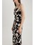 Bodycon Kare Yaka Floral Keten Karışımlı Askılı Midi Elbise A3320AX23HS 7