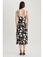 Bodycon Kare Yaka Floral Keten Karışımlı Askılı Midi Elbise A3320AX23HS 8