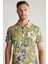 Çiçek Desenli Yeşil Polo Yaka T-Shirt 1