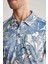 Çiçek Desenli Mavi Polo Yaka T-Shirt 5