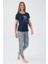 %100 Pamuk Kısa Kol Kadın Pijama Takım 8611 3