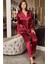 PERIN1030 Bordo Saten Yakalı Pijama Takımı 3