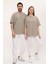 Kadın Erkek Açık Kahverengi Oversize Bol Kalıp Basic T-Shirt 1