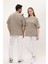Kadın Erkek Açık Kahverengi Oversize Bol Kalıp Basic T-Shirt 3