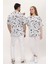 Kadın Erkek Siyah Beyaz Desenli Oversize Bol Kalıp Basic T-Shirt 5