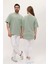 Kadın Erkek Çağla Yeşili Oversize Bol Kalıp Basic T-Shirt 5
