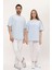 Kadın Erkek Oversize Açık Mavi Bol Kalıp Basic T-Shirt 1