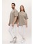 Kadın Erkek Açık Kahverengi Oversize Bol Kalıp Basic T-Shirt 4