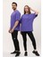 Kadın Erkek Mor Oversize Bol Kalıp Basic T-Shirt 3