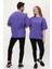 Kadın Erkek Mor Oversize Bol Kalıp Basic T-Shirt 5
