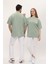 Kadın Erkek Çağla Yeşili Oversize Bol Kalıp Basic T-Shirt 2