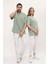 Kadın Erkek Çağla Yeşili Oversize Bol Kalıp Basic T-Shirt 3