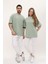 Kadın Erkek Çağla Yeşili Oversize Bol Kalıp Basic T-Shirt 4