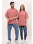 Kadın Erkek Gül Kurusu Oversize Bol Kalıp Basic T-Shirt 3