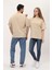Kadın Erkek Krem Oversize Bol Kalıp Basic T-Shirt 5