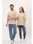 Kadın Erkek Krem Oversize Bol Kalıp Basic T-Shirt 2