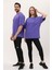 Kadın Erkek Mor Oversize Bol Kalıp Basic T-Shirt 2