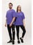 Kadın Erkek Mor Oversize Bol Kalıp Basic T-Shirt 3