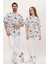 Kadın Erkek Siyah Beyaz Desenli Oversize Bol Kalıp Basic T-Shirt 1