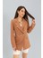 Blazer Fleto Cepli Atlas Kumaş Ceket - Camel 1
