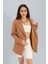 Blazer Fleto Cepli Atlas Kumaş Ceket - Camel 2