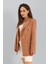 Blazer Fleto Cepli Atlas Kumaş Ceket - Camel 3