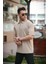 Fitilli Yarım Fermuar Oversize T-Shirt - Bej 3