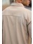 Fitilli Yarım Fermuar Oversize T-Shirt - Bej 5