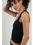 Beyaz-siyah Iki Renkli Kadın Spor Askılı V Yaka Yığma Desen Triko Atlet Crop Top Bluz SFYZ1004 4