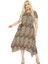 Butik Küçük Leopar Desen Asimetrik Kısa Kollu Uzun Elbise 4