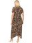 Butik Büyük Leopar Desen Asimetrik Kısa Kollu Uzun Elbise 5