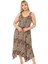 Butik Küçük Leopar Desen Askılı V Yaka Uzun Elbise 4