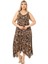 Butik Büyük Leopar Desen Askılı V Yaka Uzun Elbise 1