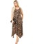 Butik Büyük Leopar Desen Askılı V Yaka Uzun Elbise 2