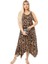 Butik Büyük Leopar Desen Askılı V Yaka Uzun Elbise 3