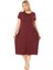 Butik Püsküllü Cepli Kısa Kollu Bordo Midi Elbise 2
