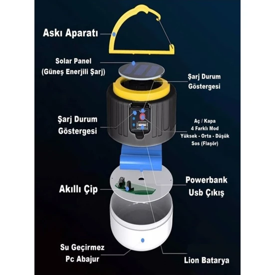 Cata Urla Şarjlı Solar Kapm Feneri 