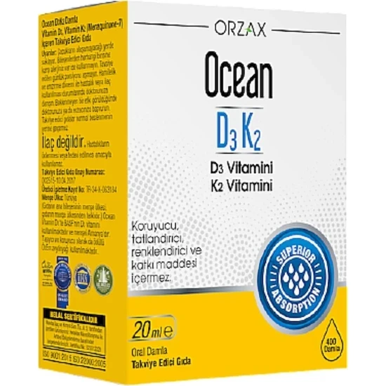 Orzax Vitamin D3 K2 Damla 20ml