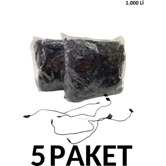 Erkan 5  Paket (5.000 Adet) Kilitli Etiket Ipi Siyah  Renk