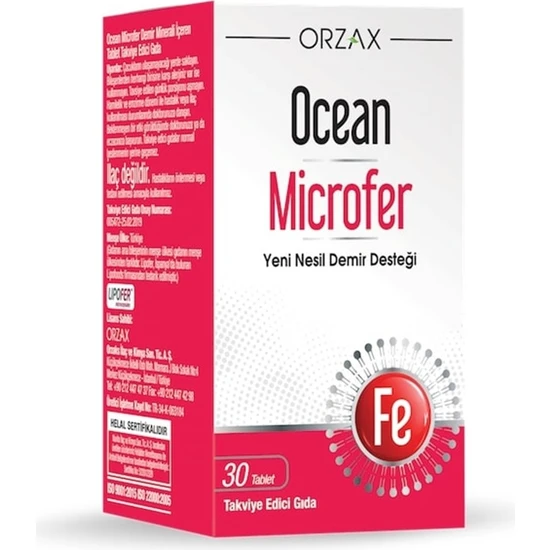 Orzax Ocean Microfer Takviye Edici Gıda 30 Tablet