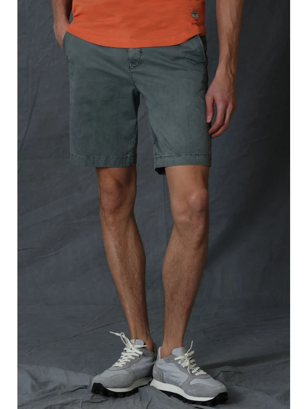 Lufian Zegler Spor Erkek Chino Şort Slim Fit Yeşil