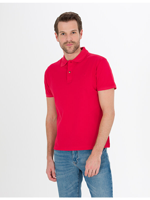 Pierre Cardin Erkek Kırmızı Slim Fit Basic T-Shirt 50262665-VR030