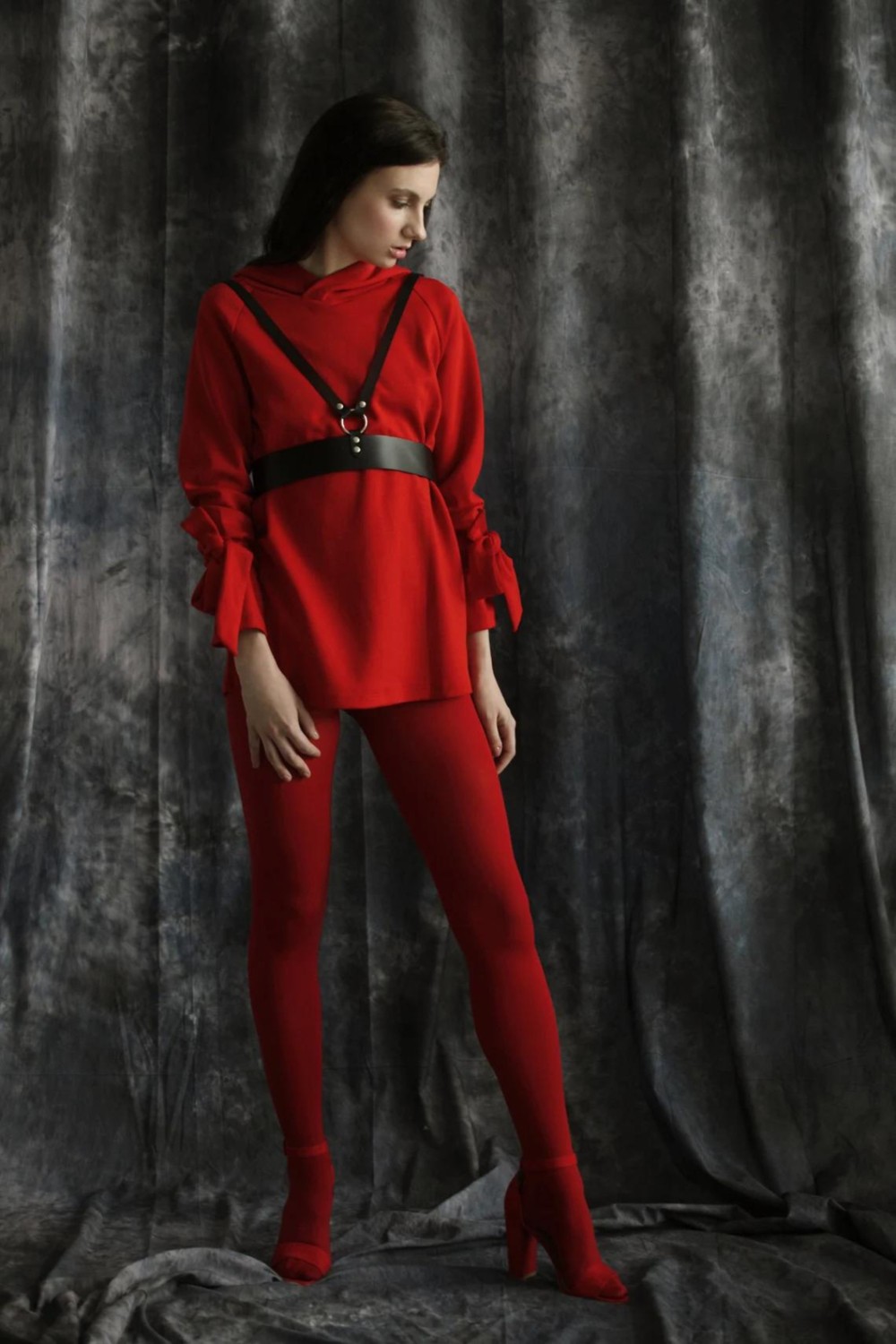 LoeFit Kadın Siyah Günlük Giyimde De Kullanabileceğiniz Deri Aksesuar Hot Model Dress görsel 2