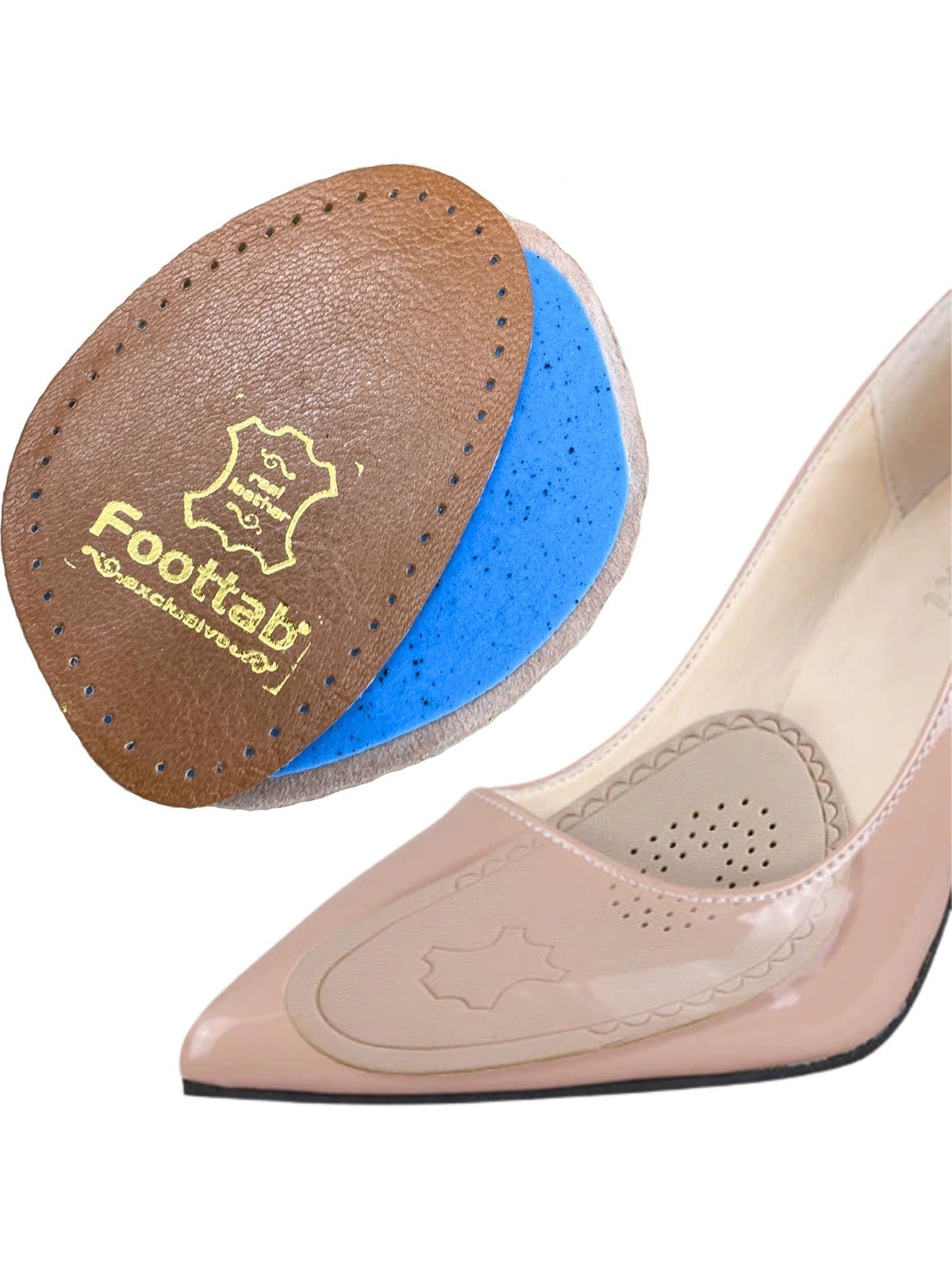 Foottab Ayakkabı Küçültme Pedi, Naturel Deri, Yüksek Topuklu Stiletto Ayakkabı Kaydırmaz Tabanlığı, 1 Çift - Görsel 4