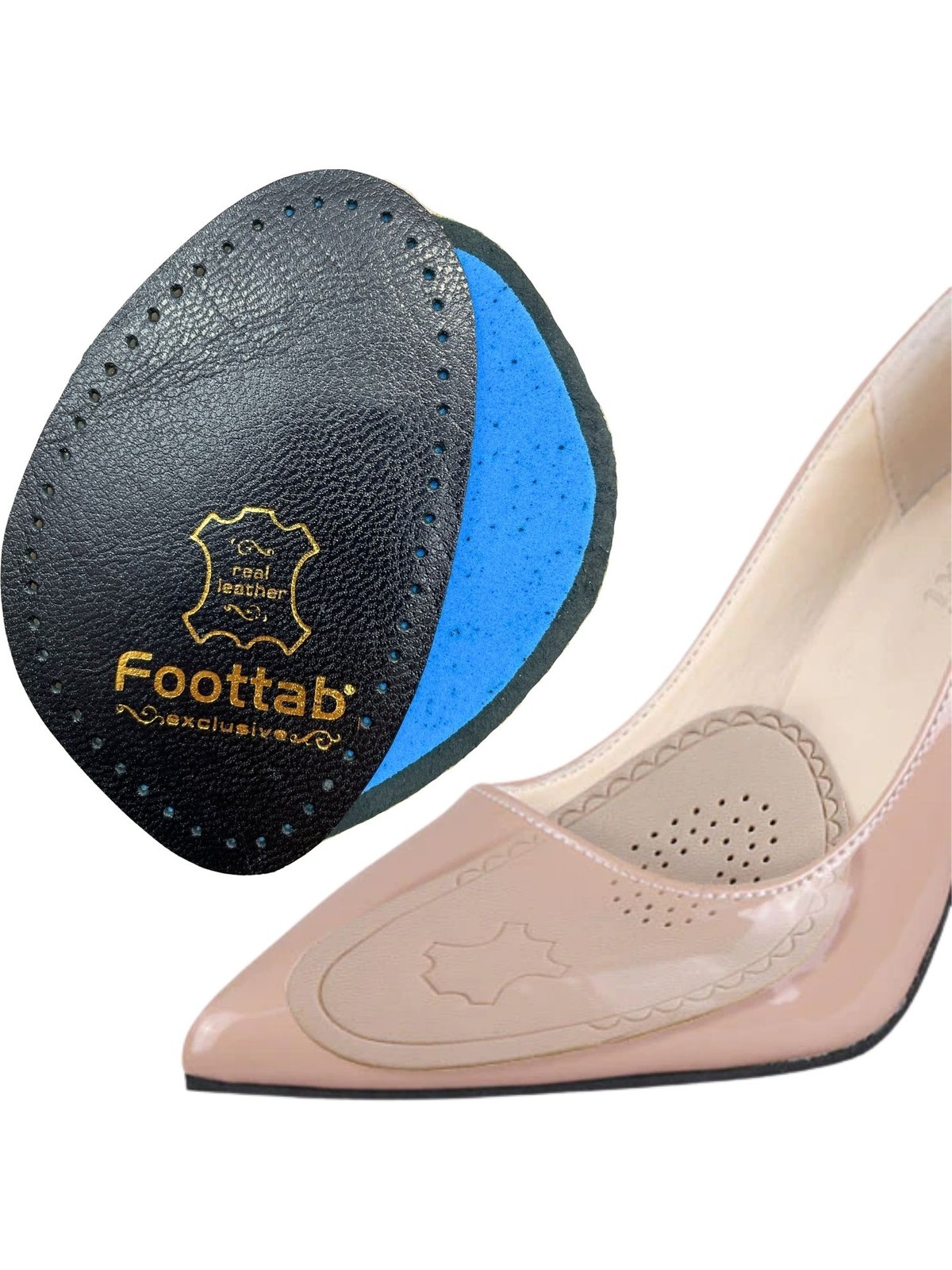 Foottab Ayakkabı Küçültme Pedi, Naturel Deri, Yüksek Topuklu Stiletto Ayakkabı Kaydırmaz Tabanlığı, 1 Çift - Görsel 5