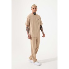 Machinist Relaxed Basıc Ince Pamuklu T-Shırt Bej