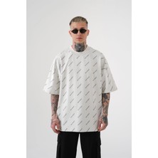 Machinist Oversize Unisex Machinist Baskili T-Shirt Gri