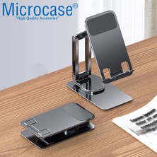 Microcase 360 Derece Dönerli Uzayabilir Masaüstü Telefon Tablet Tutucu Metal Stand - K50 AL3758 Koyu Gri