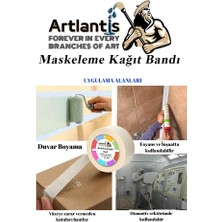 Artlantis Maskeleme Bandı Kağıt Bant 12 mm 25 Metre 1 Adet Boya Bantı Maskeleme Kağıt Bant Duvar Yağlı Boya Badana